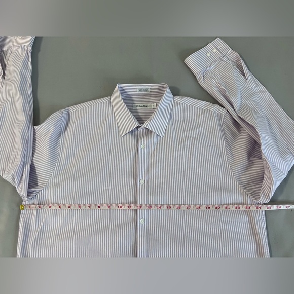 Calvin‎ Klein Shirt Men's Sz Large Purple Pinstripe Button Up Long Sleeve - Picture 5 of 10
